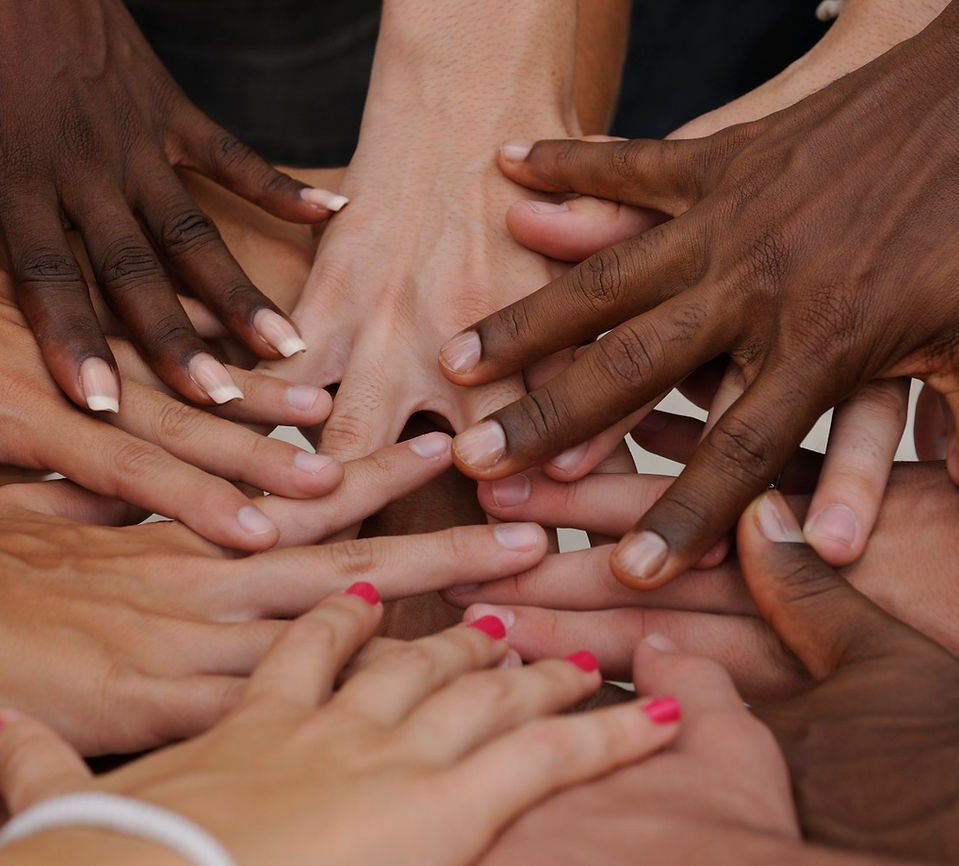 A circle of hands together