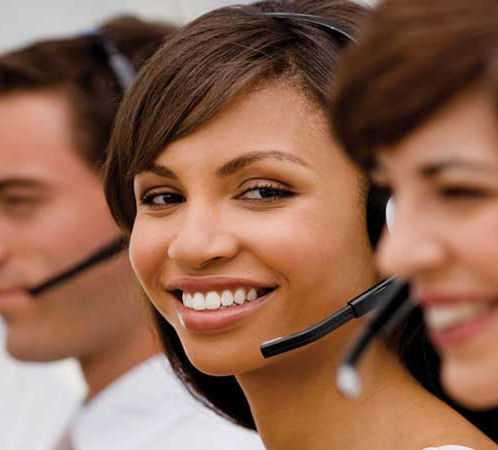 A smiling telemarketer